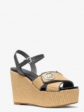 New Michael Kors Hannah Straw Wedge Sandal